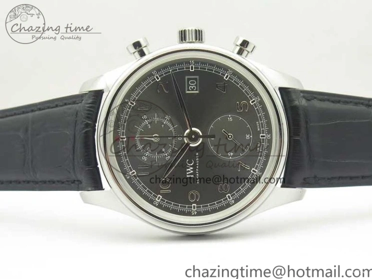 MIROTIME 0213 Portuguese Chrono SS ZF 1:1 Best Edition Gray Dial SS On Black Leather Strap A ZipUp 7215